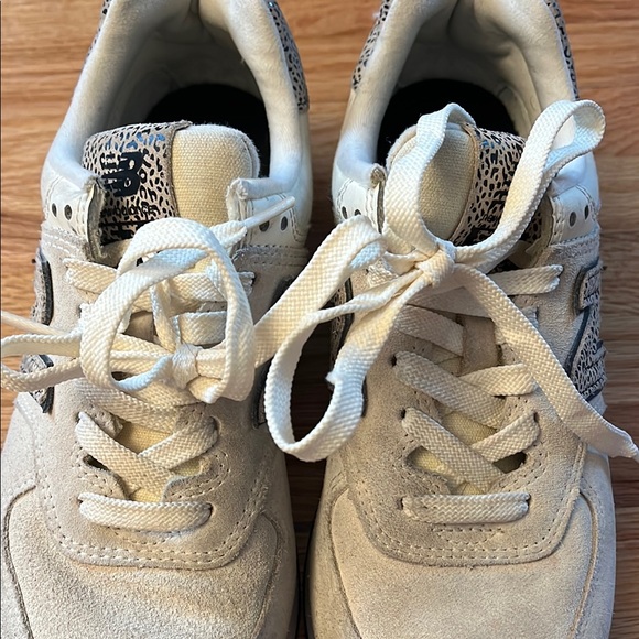 New Balance 574 Cream and animal print Women's Shoes - Picture 7 of 11